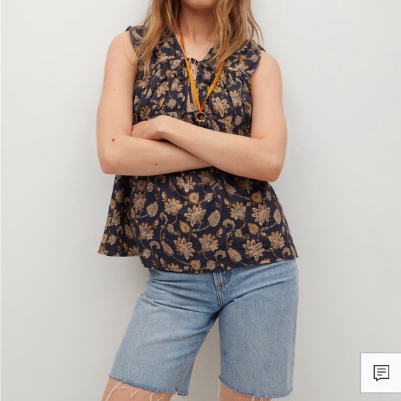 Mango Printed Cotton Blouse. Size Small. NWT - Picture 3 of 7